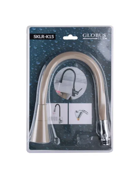 Излив гибкий для смесителя Globus Lux SKLR-K15, бежевый с душевой насадкой - 2