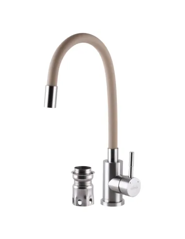 Смеситель для кухни Globus Lux Alpen SUS-203S-BG15, бежевый гибкий излив с душевой насадкой - 3