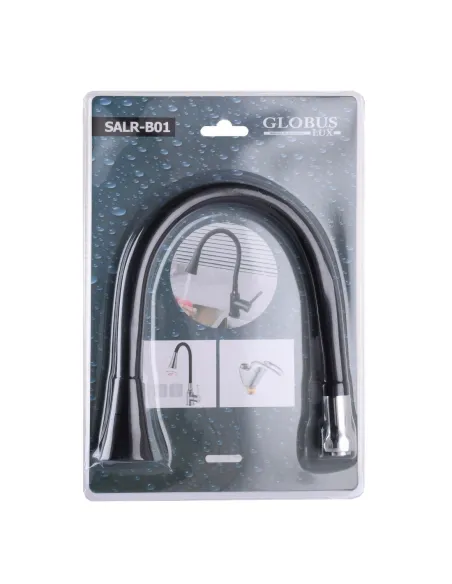 Излив гибкий для смесителя Globus Lux SALR-B01, черный с душевой насадкой - 2