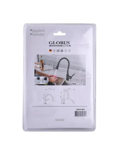 Излив гибкий для смесителя Globus Lux SALR-B01, черный с душевой насадкой - 3