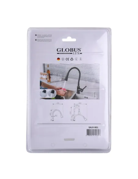 Излив гибкий для смесителя Globus Lux SALR-B01, черный с душевой насадкой - 3