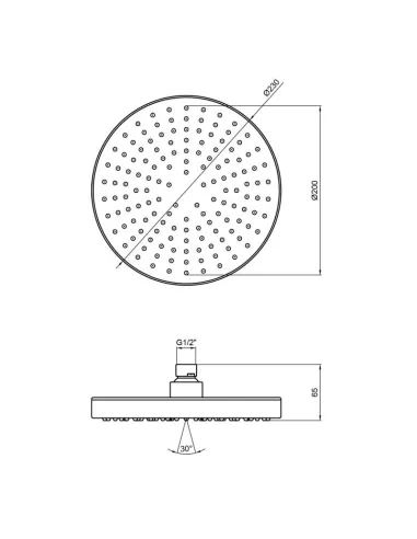 Лійка для верхнього душу Q-Tap Hlavova A228O1ZBB, 23 см - 2