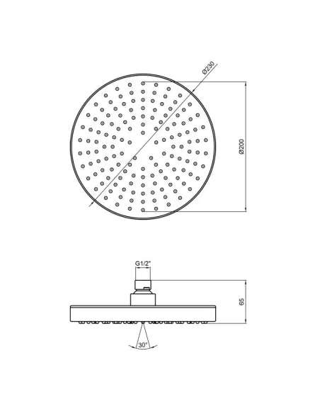Лійка для верхнього душу Q-Tap Hlavova A228O1ZBB, 23 см - 2