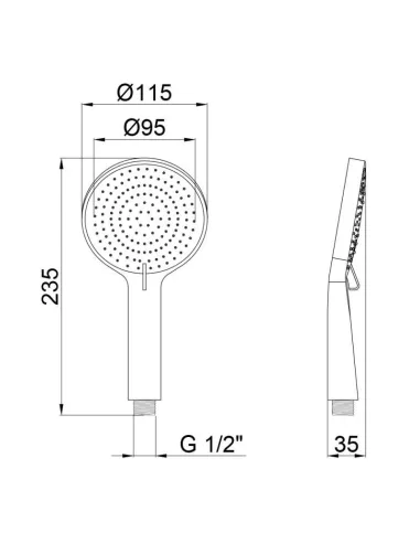 Лійка для душу Q-Tap Rucni A116O3PBB, 3 режими, чорна - 2