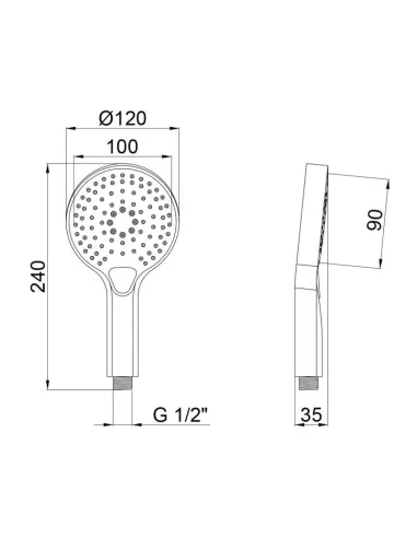 Лійка для душу Q-Tap Rucni A120O3KBB, 3 режими, чорна - 2