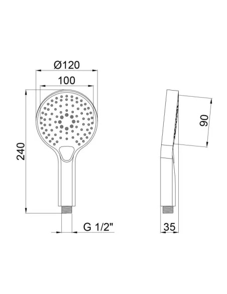 Лійка для душу Q-Tap Rucni A120O3KBB, 3 режими, чорна - 2