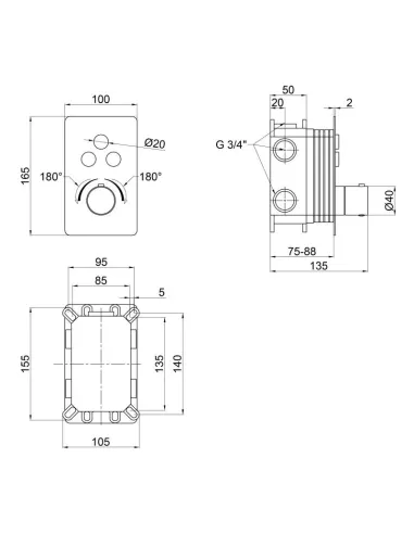 Змішувач для душу термостатичний Q-Tap Votice 6443T105NKC, прихований монтаж - 2