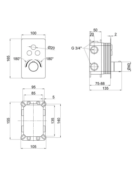 Змішувач для душу термостатичний Q-Tap Votice 6443T105NKC, прихований монтаж - 2