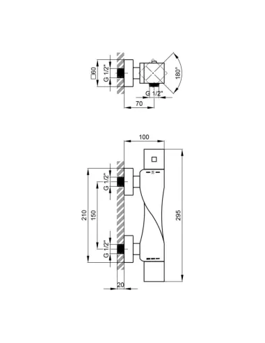 Змішувач для душу термостатичний Q-Tap Zkrouceny 40T105C, хром - 2