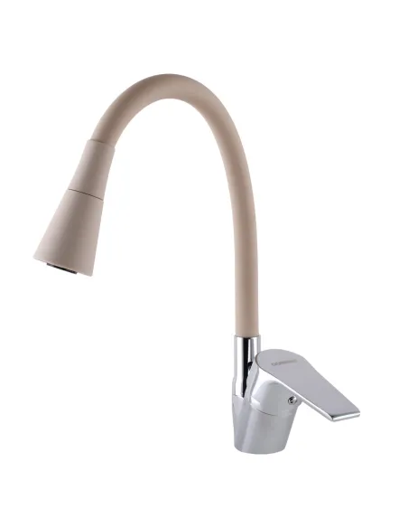 Смеситель для кухни с гибким изливом Domino Blitz DBC-203SK-K15 бежевый гофрогусак с душевой насадкой - 1