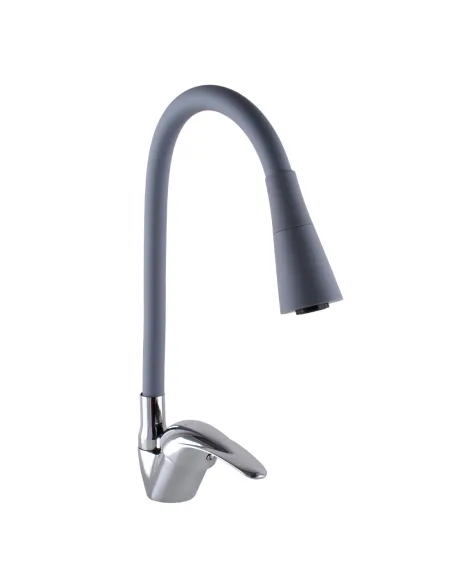 Смеситель для кухни с гибким изливом EcoMix Energo E-GEZ-203SK-G03 серый гофрогусак с душевой насадкой - 1