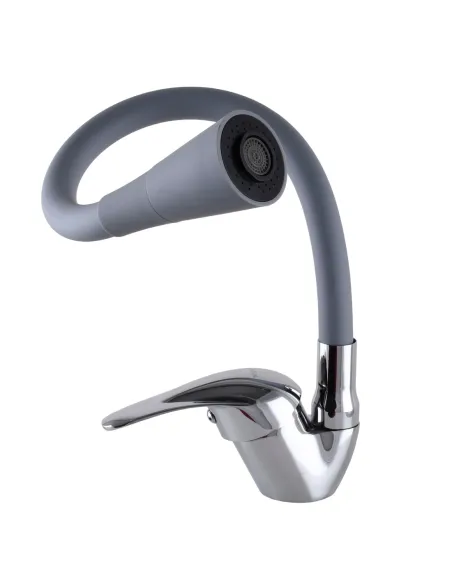 Смеситель для кухни с гибким изливом EcoMix Energo E-GEZ-203SK-G03 серый гофрогусак с душевой насадкой - 2