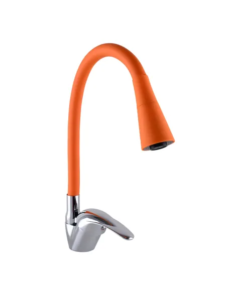 Смеситель для кухни с гибким изливом EcoMix Energo E-GEZ-203SK-R07 оранжевый гофрогусак с душевой насадкой - 1