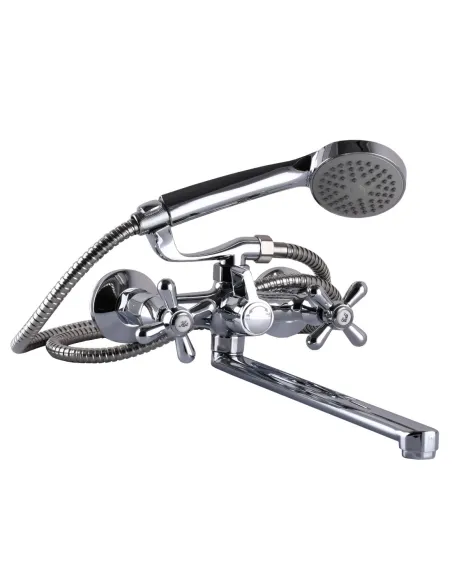 Двухвентильный смеситель для ванны из нержавеющей стали Domino DBF-129-35F-Sharm с душевым набором - 3