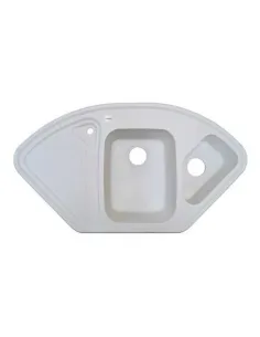 Мойка кухонная каменная Adamant Consensus 575х1060 мм, угловая, белая - 1