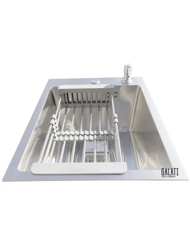 Кухонная мойка из нержавеющей стали прямоугольная Romzha Arta Nova U-350 с корзиной и дозатором - 3