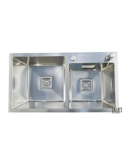 Кухонная мойка из нержавеющей стали прямоугольная Romzha Arta Nova U-700D с корзиной и дозатором - 1