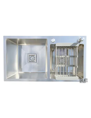 Кухонная мойка из нержавеющей стали прямоугольная Romzha Arta Nova U-700D с корзиной и дозатором - 2