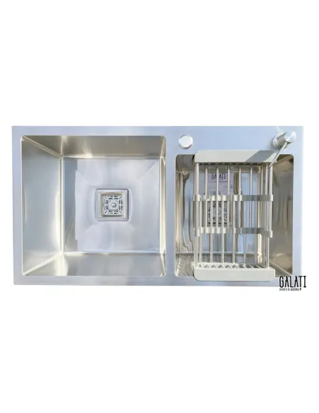 Кухонная мойка из нержавеющей стали прямоугольная Romzha Arta Nova U-700D с корзиной и дозатором - 2