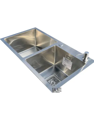 Кухонная мойка из нержавеющей стали прямоугольная Romzha Arta Nova U-700D с корзиной и дозатором - 3