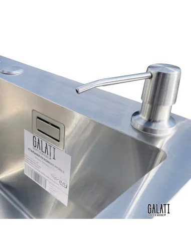 Кухонная мойка из нержавеющей стали прямоугольная Romzha Arta Nova U-700D с корзиной и дозатором - 5