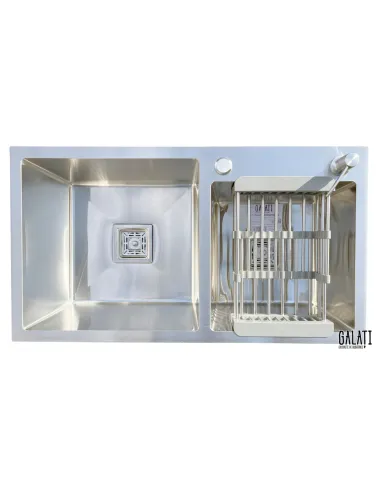 Кухонна мийка прямокутна Romzha Arta Nova U-730D з кошиком та дозатором - 3