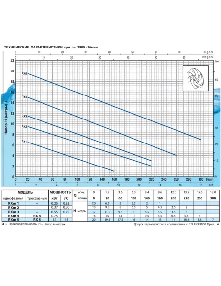 Дренажний насос Pedrollo RXm 5, 1.5 кВт, з вимикачем поплавця - 2