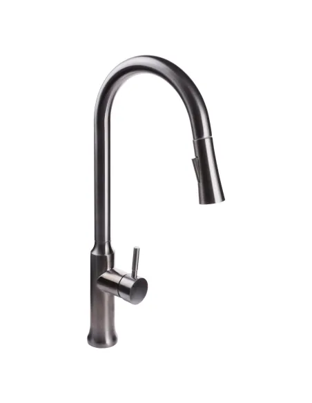 Змішувач для кухні Globus Lux Alpen SBT1-2033, витяжний, з душовою лійкою, нержавіюча сталь, на гайці - 1