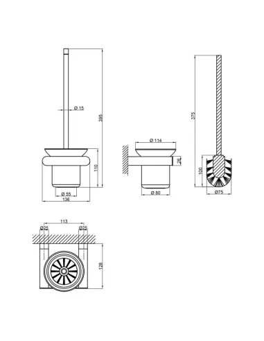 Ершик для унитаза настенный Q-Tap Stetka 3102103C, хром - 2