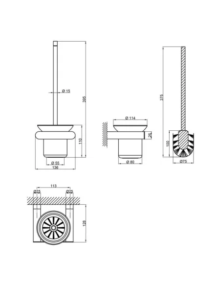 Ершик для унитаза настенный Q-Tap Stetka 3102103C, хром - 2
