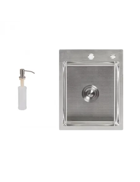 Миття кухонне металеве прямокутне Lidz Brush H6050 3.0/0.8 мм з дозатором для рідкого мила - 1