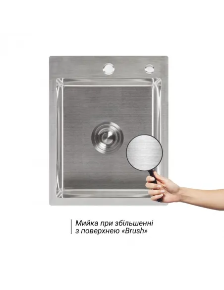 Миття кухонне металеве прямокутне Lidz Brush H6050 3.0/0.8 мм з дозатором для рідкого мила - 3