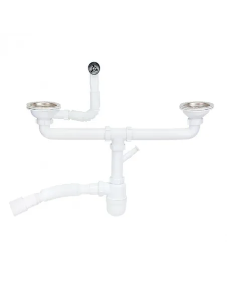 Сифон для кухонной мойки двойной Lidz ECO WHI 60 08 E001 02, 756 мм - 1