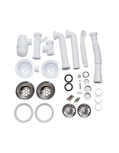 Сифон для кухонной мойки двойной Lidz ECO WHI 60 08 E001 02, 756 мм - 3