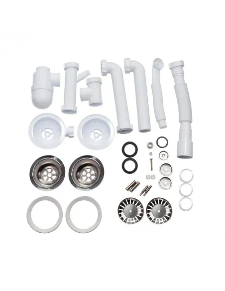 Сифон для кухонной мойки двойной Lidz ECO WHI 60 08 E001 02, 756 мм - 3