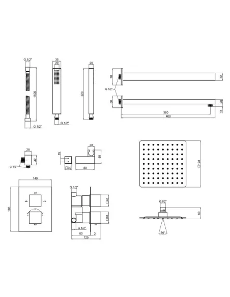 Термостатическая душевая система Q-Тap Aqauarius 65T103NGC скрытого монтажа - 2