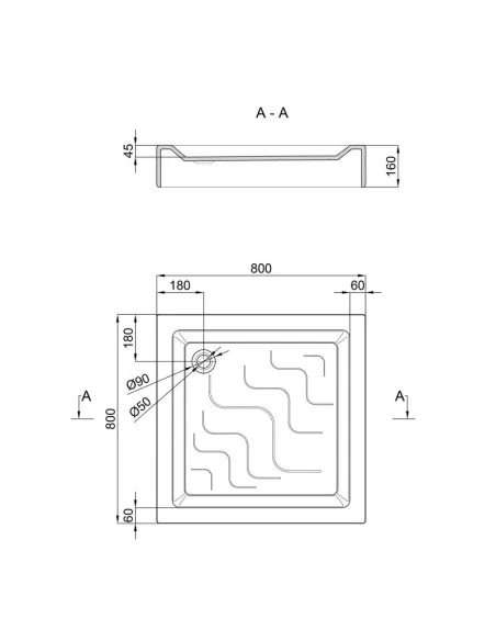 Душевой поддон низкий Lidz Mazur ST80x80x16, квадратный - 2