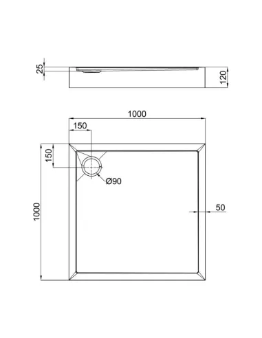 Душевой поддон низкий Q-Tap Tern 301112 квадратный - 2