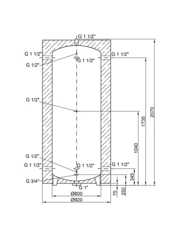 Теплоакумулятор Thermo Alliance TA-ТАМ-00 750, 734 л, із ізоляцією 60 мм - 2