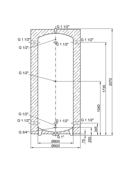 Теплоакумулятор Thermo Alliance TA-ТАМ-00 750, 734 л, із ізоляцією 60 мм - 2