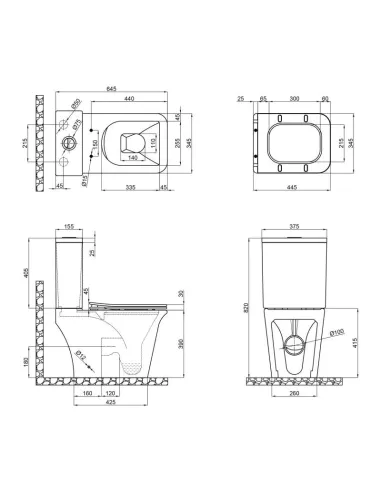 Унитаз компакт Q-Tap Kalao Rimless, напольный, сиденье Slim Duroplast / Soft-close - 2