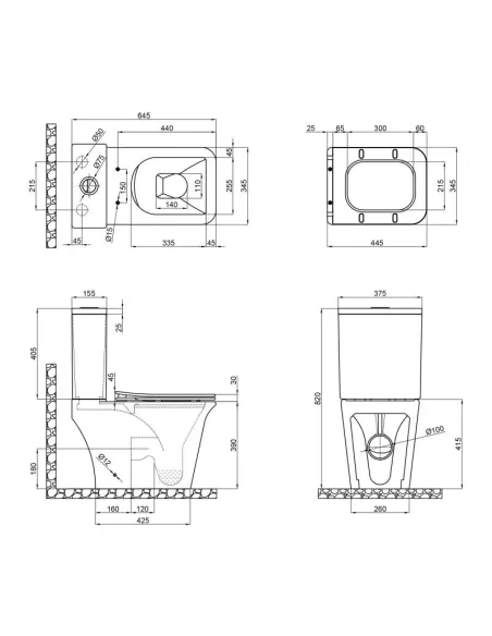 Унитаз компакт Q-Tap Kalao Rimless, напольный, сиденье Slim Duroplast / Soft-close - 2