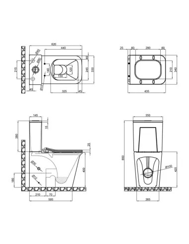 Унитаз компакт Q-Tap Nando Rimless, напольный, сиденье Slim Duroplast / Soft-close - 2