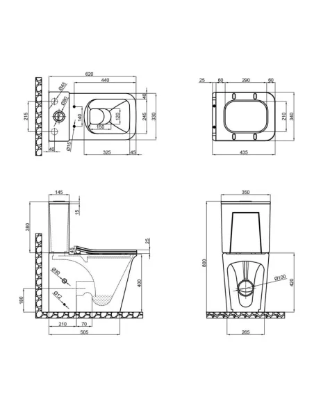 Унитаз компакт Q-Tap Nando Rimless, напольный, сиденье Slim Duroplast / Soft-close - 2