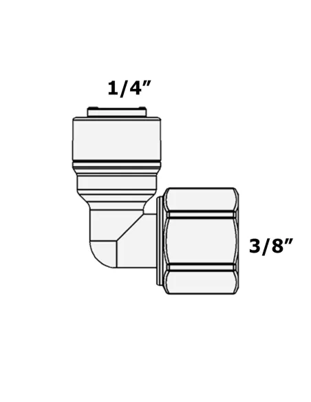 Фитинг угловой Raifil 1815-C 4FE6, 0.25х0.37 дюйма, с уплотнителем - 3