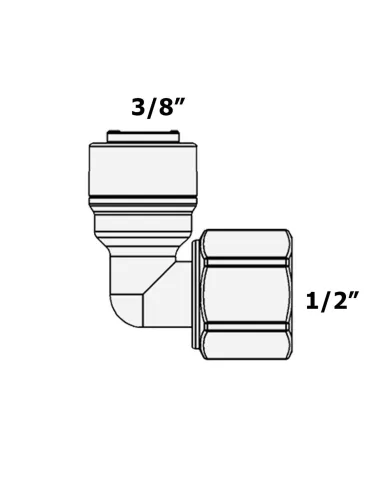 Фітинг кутовий Raifil 1815-E 6FE8, 0.37х0.5 дюйма, з ущільнювачем - 3