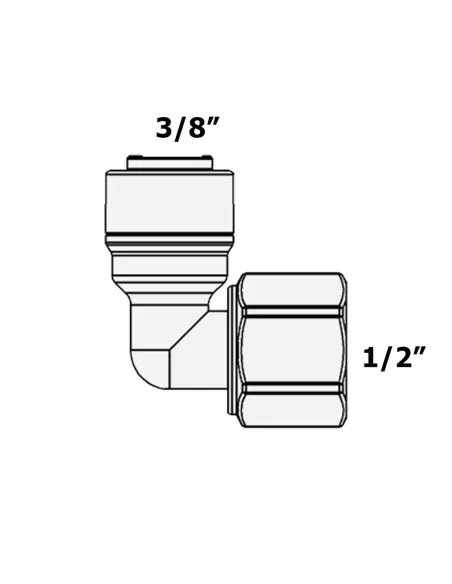 Фітинг кутовий Raifil 1815-E 6FE8, 0.37х0.5 дюйма, з ущільнювачем - 3