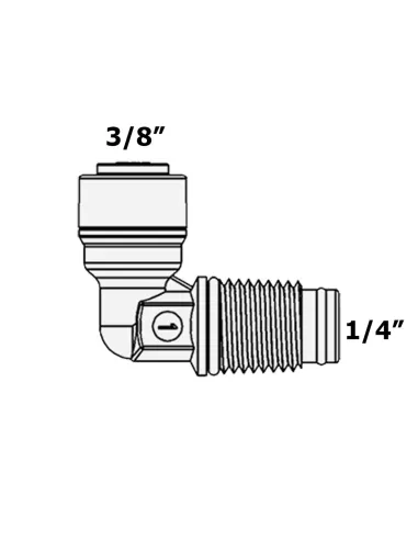 Фітинг кутовий Raifil 2817-E 6ME4-1, 0.37х0.25 дюйма, з ущільнювачем - 2