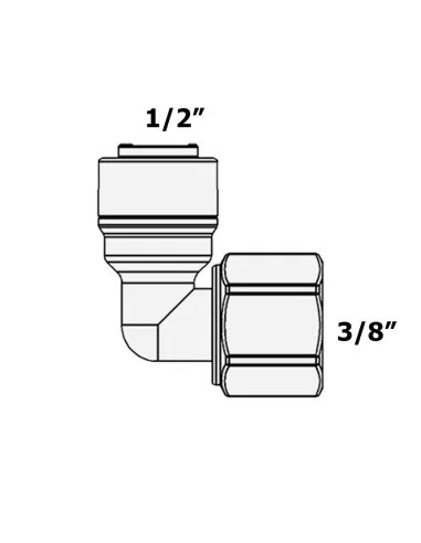 Фітинг кутовий Raifil 8FE6-D, 0.5х0.37 дюйма, з ущільнювачем - 3