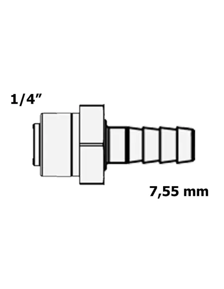 Фитинг прямой Raifil 1839-H, 0.25 дюйма x 7,55 мм, со штуцером - 3